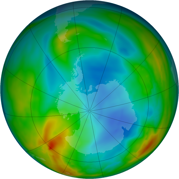 Antarctic ozone map for 05 July 2007